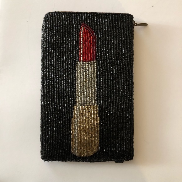 Mary Frances Lipstick Black and Red Beaded Clutch - Picture 1 of 6